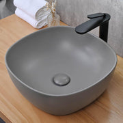 TheLAShop 16 inch Vessel Sink with Pop Up Drain Gray Image