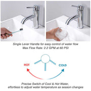 Aquaterior Bathroom Faucet Single Handle Hot & Cold 4" Spout