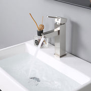 TheLAShop Bathroom Faucet Single Handle Square Hot & Cold 8"H, Brushed Nickel Image