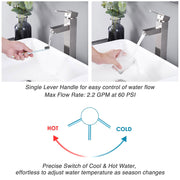 TheLAShop Bathroom Vessel Faucet Hot & Cold 12"H Square Image