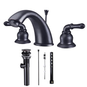 TheLAShop Widespread Bathroom Sink Faucet 2-handle 4"H w/ Drain, Oil Rubbed Bronze Image