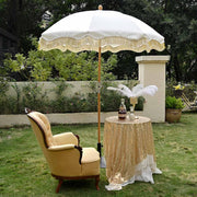 TheLAShop 6 ft 8-Rib Wood Porch Umbrella Tilt Jazz Age, Gold Tassel Image