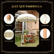 LAGarden 6 ft 8-Rib Wood Tilt Patio Umbrella Jazz Age Gold Tassel