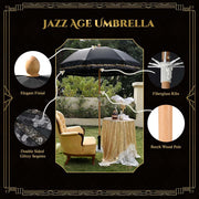 TheLAShop 6 ft 8-Rib Wood Porch Umbrella Tilt Jazz Age