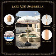 LAGarden 6 ft 8-Rib Wood Tilt Patio Umbrella Jazz Age Multicolor Sequin