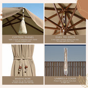 TheLAShop 7 ft 8-Rib Wood Patio Umbrella with Fringe Boho 5-10yr Image