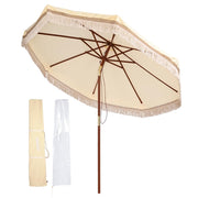 TheLAShop 9ft 8-Rib Wooden Patio Market Umbrella Tilt, Black Image