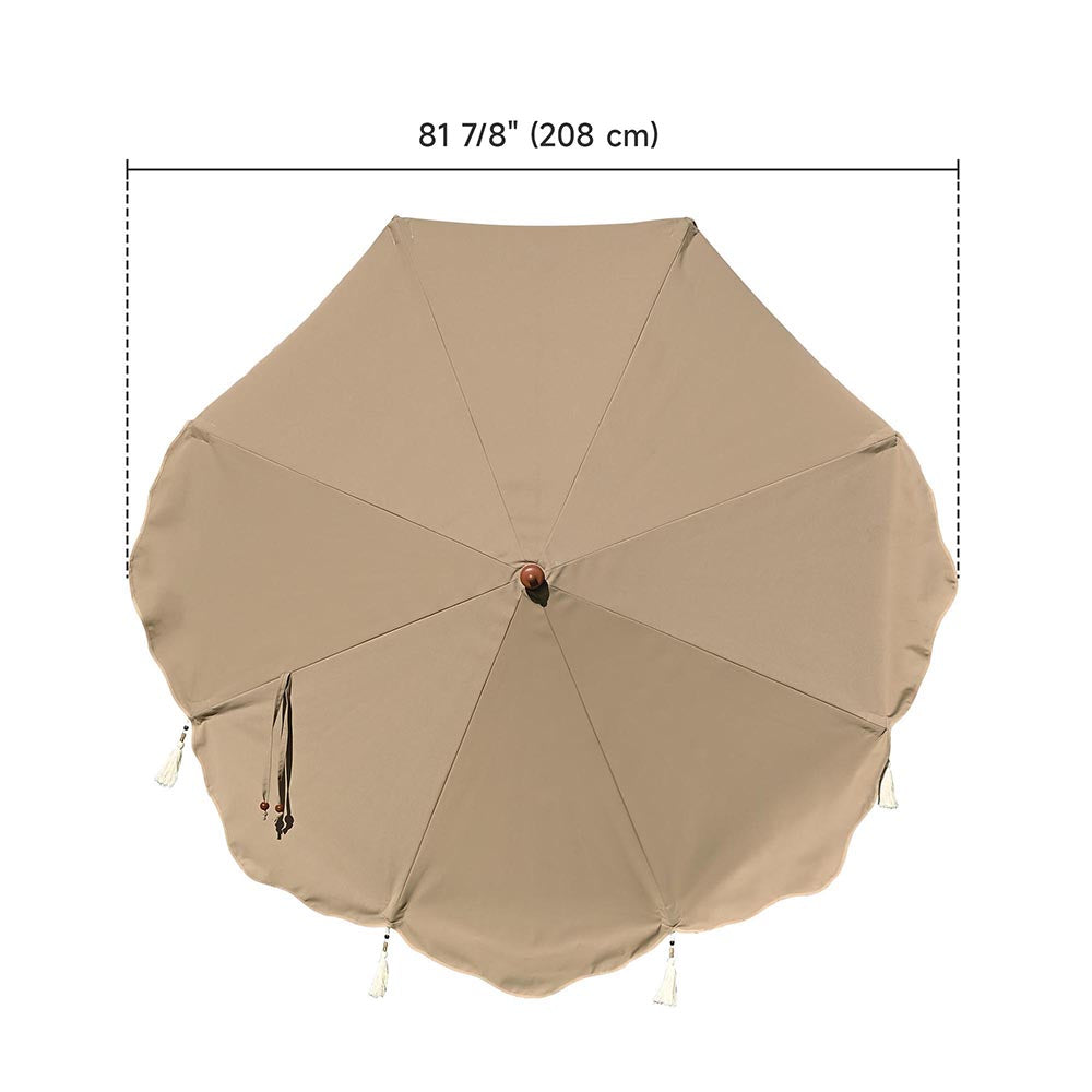 TheLAShop 7 ft 8-Rib Umbrella Canopy with Fringe Boho 5-10yr