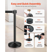 TheLAShop Retractable Belt Stanchions Event Crowd Control Barriers 6ct. Image