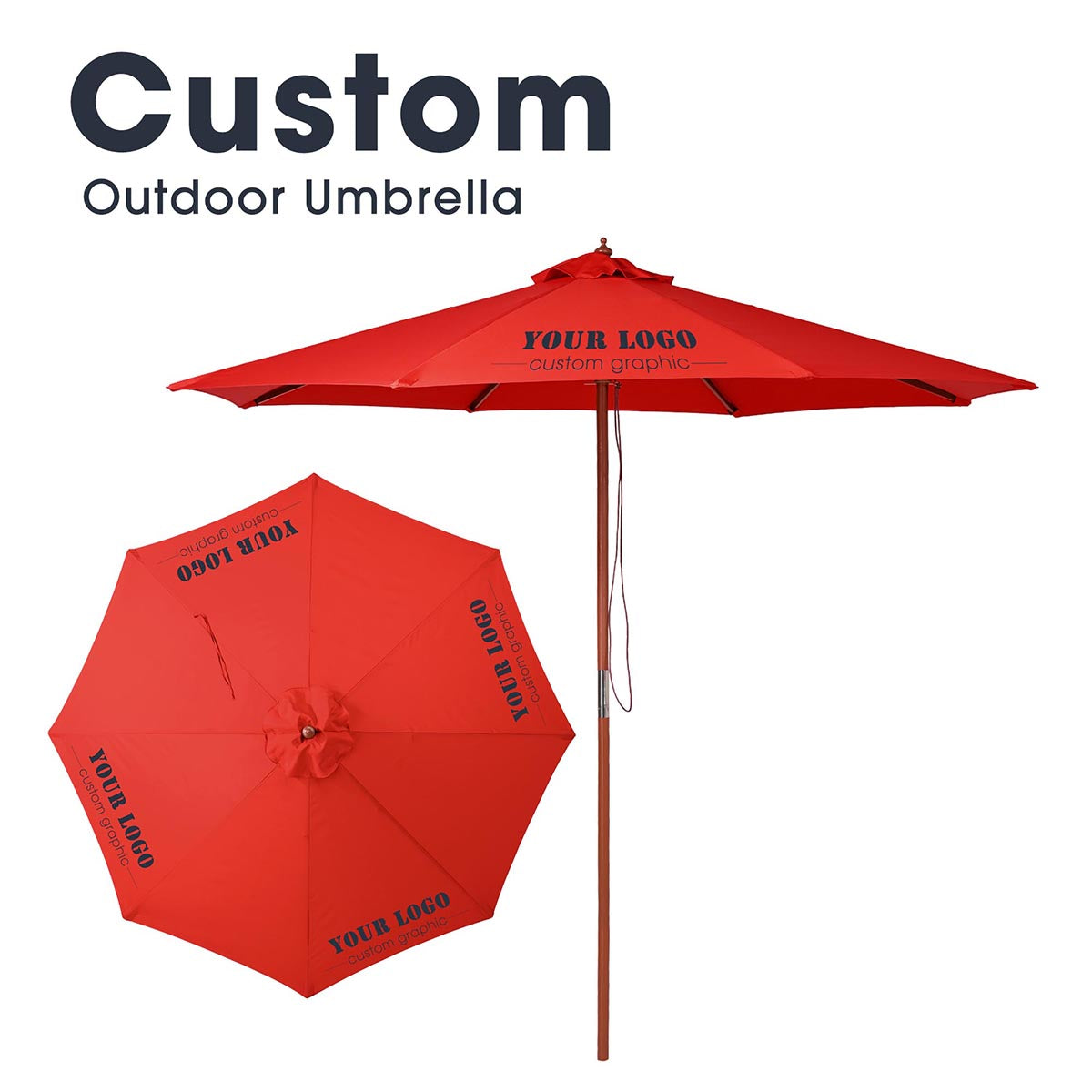 TheLAShop 9ft 8-Rib Wood Market Umbrella for Hotels, Resorts & Restaur