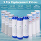 TheLAShop 9pcs Replacement Filters for Reverse Osmosis Water Filtration