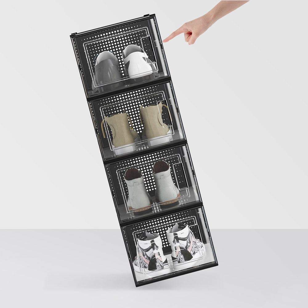 TheLAShop Drop Front Shoe Box Stackable Clear Sneaker Storage