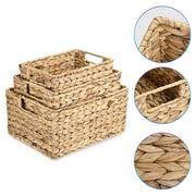 TheLAShop Wicker Baskets Water Hyacinth Bin with Handles 3ct/Pack