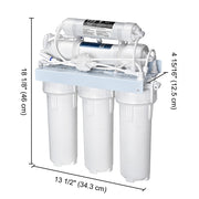 TheLAShop 5 Stage 50 GPD Reverse Osmosis Water Filtration System Under Sink