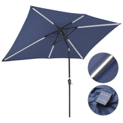 TheLAShop Rectangular Patio Umbrella Tilt Umbrella w/ Lights 10x6.5 ft 6-Rib