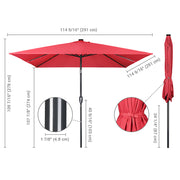 TheLAShop 10Ft 8-Rib Square Patio Umbrella with Solar Lights Tilt & Crank