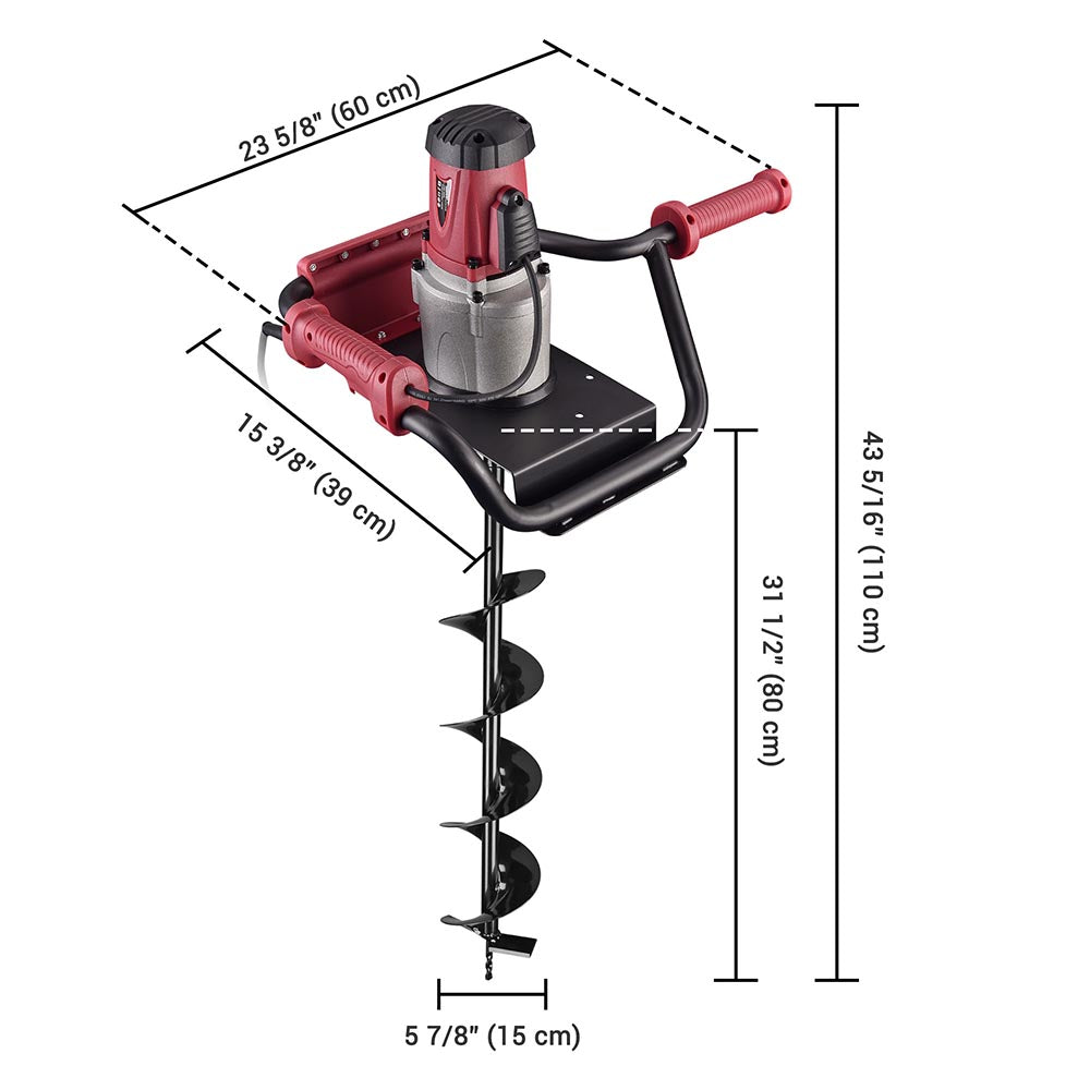 TheLAShop 1500W Electric Post Hole Digger with 6 in Earth Auger