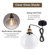 TheLAShop Clear Globe Glass Ball Pendant Light Ceiling Lamp 7 9/10 in