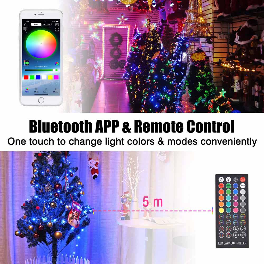 Smart LED Christmas Tree Dec Fairy String Lights Bluetooth App