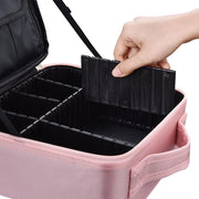 TheLAShop 10in Makeup Case with Compartments Brush Holder