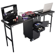 TheLAShop Double Rolling Makeup Station Nail Table Hairstylist Station