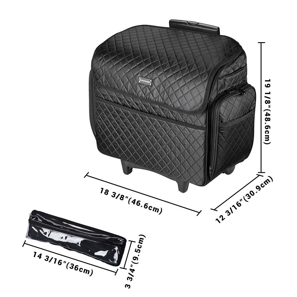Everything Mary Black Quilted Diamond Rolling Sewing Machine Case with  Carrying Handles