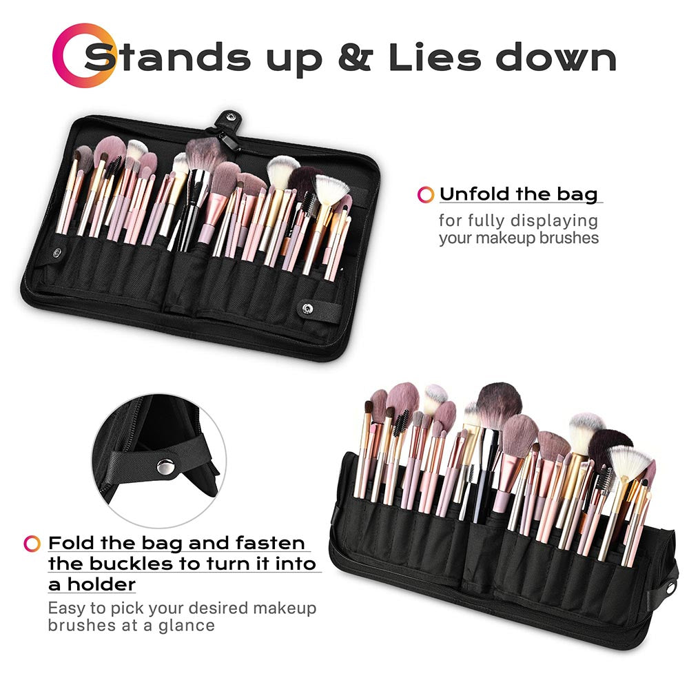TheLAShop Makeup Brush Holder Stand Up Travel Bag 29-Pocket –