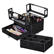 TheLAShop 2in1 Glitter Makeup Case with Nail Polish Slot & Drawer