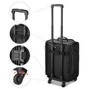 TheLAShop Rolling Makeup Case with Compartments Foldable Removable Trolley