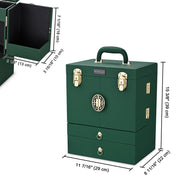TheLAShop Vintage Makeup Case with Drawers Mirror Forest Green