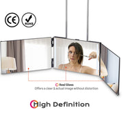 TheLAShop Rechargeable Over the Door Trifold Mirror with Lights