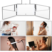 TheLAShop Rechargeable Over the Door Trifold Mirror with Lights