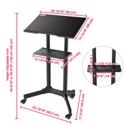 TheLAShop Rolling Laptop Desk Cart Adjustable Height (40" to 49")