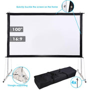 TheLAShop 100" 16:9 Portable Outdoor Projector Screen w/ Frame Freestanding Bag