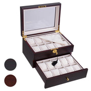 TheLAShop Lockable Watch Case Glass Top Wooden 20 Watch Holders