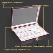 TheLAShop Lockable Watch Display Case Glass Top Wooden 24-Slot