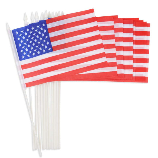 TheLAShop 8"x5" Small American Flag with Stick for Yard(12ct/24ct)