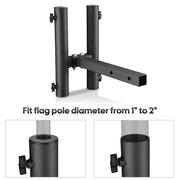 TheLAShop 2" Receiver Hitch Dual Flag Pole Holder for 1" to 2" Poles