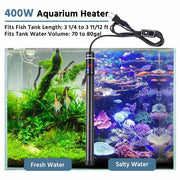 AquaBasik Aquarium Heater Titanium Fish Tank Heater Salt Fresh 400W