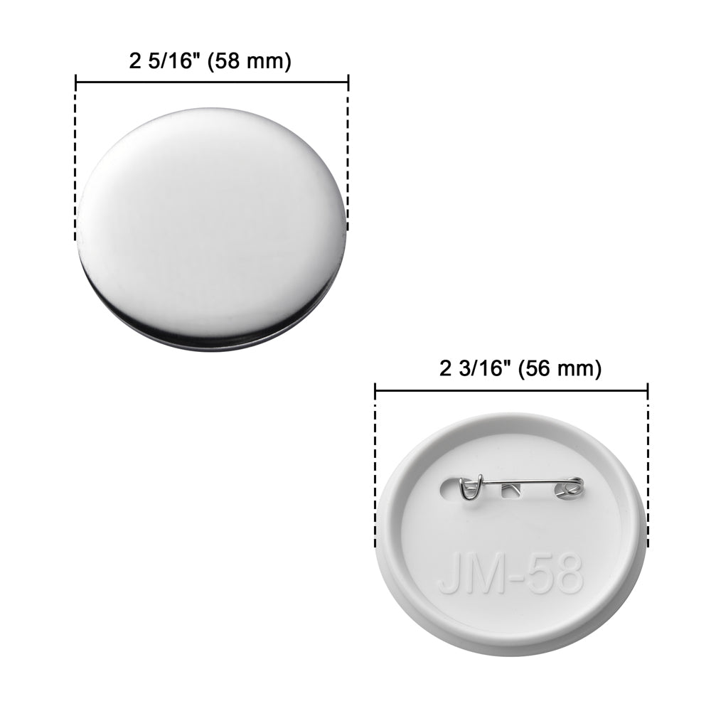 2.25 inch Round Back-Pin Buttons (500 Pack) Sets for Badge Making 2 1/4  (56 mm) 
