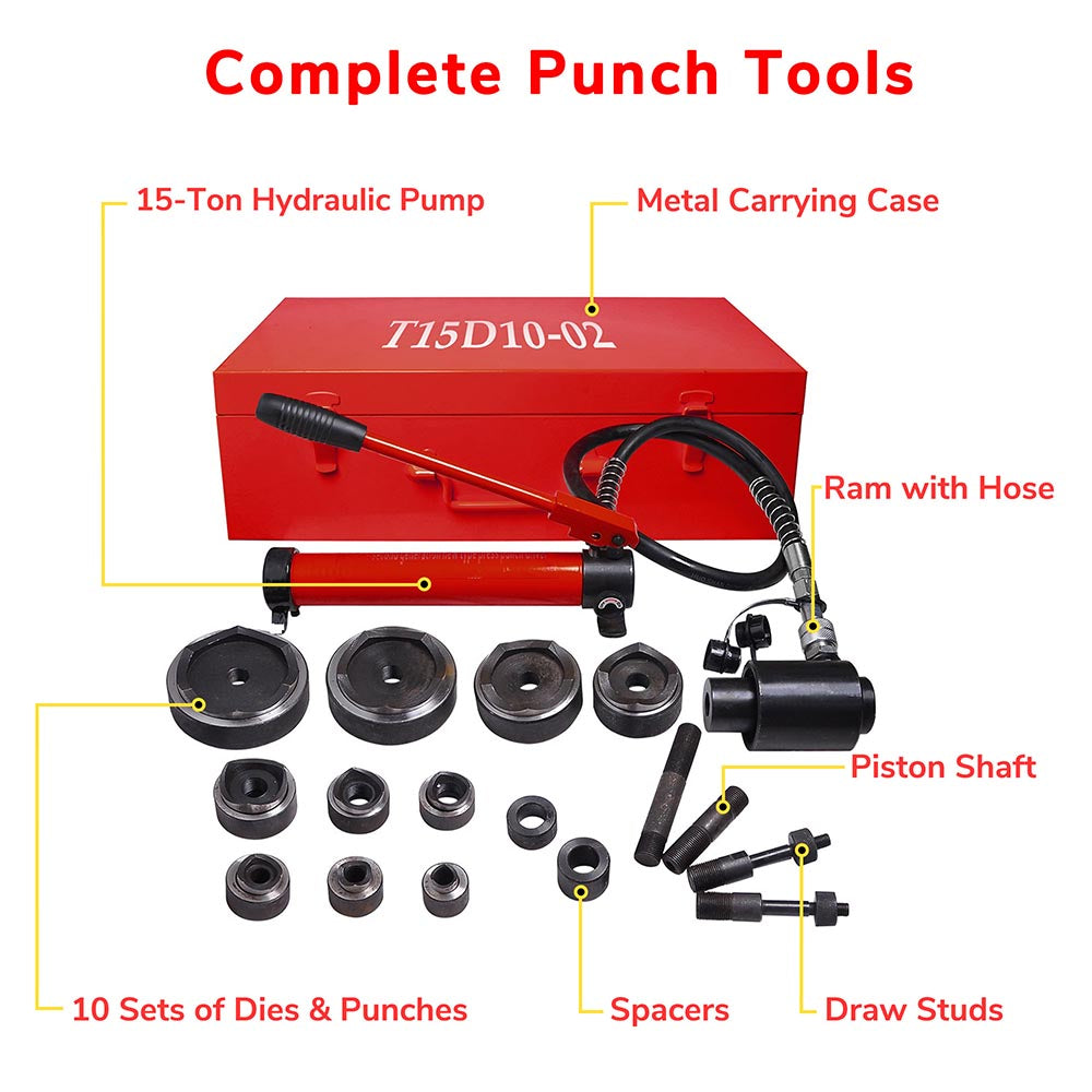 Hydraulic Knockout Hole Punch Kit 6 Ton/8 Ton/15 Ton