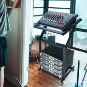 TheLAShop 12U 19" Audio Mixer Stand Portable Studio Rack w/ Wheels