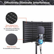 TheLAShop 3-Fold Studio Microphone Isolator Foam Panel Vocal Absorber