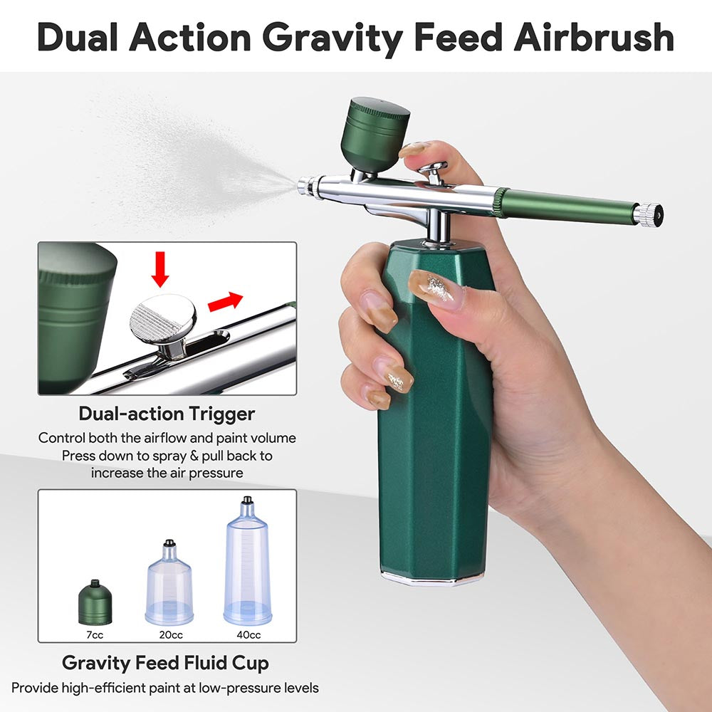 Pro Dual-Action Gravity Feed Airbrush Kit Set W 3 Tips Hobby Cake Nail Art Paint