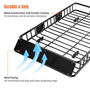 TheLAShop 44"-64" Universal Car Roof Top Cargo Basket Extensible Rack