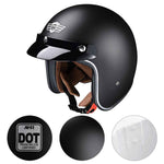 TheLAShop Open Face Helmet with Visor 3/4 DOT Matte Black