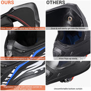 TheLAShop Black Blue Dirt Bike Helmet Full Face DOT Lightweight