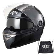 TheLAShop DOT Full Face Motorcycle Helmet Dual Visor ABS Shell Black