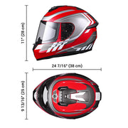 TheLAShop Motorcycle Helmet RUN-F3 Full Face Helmet DOT Red