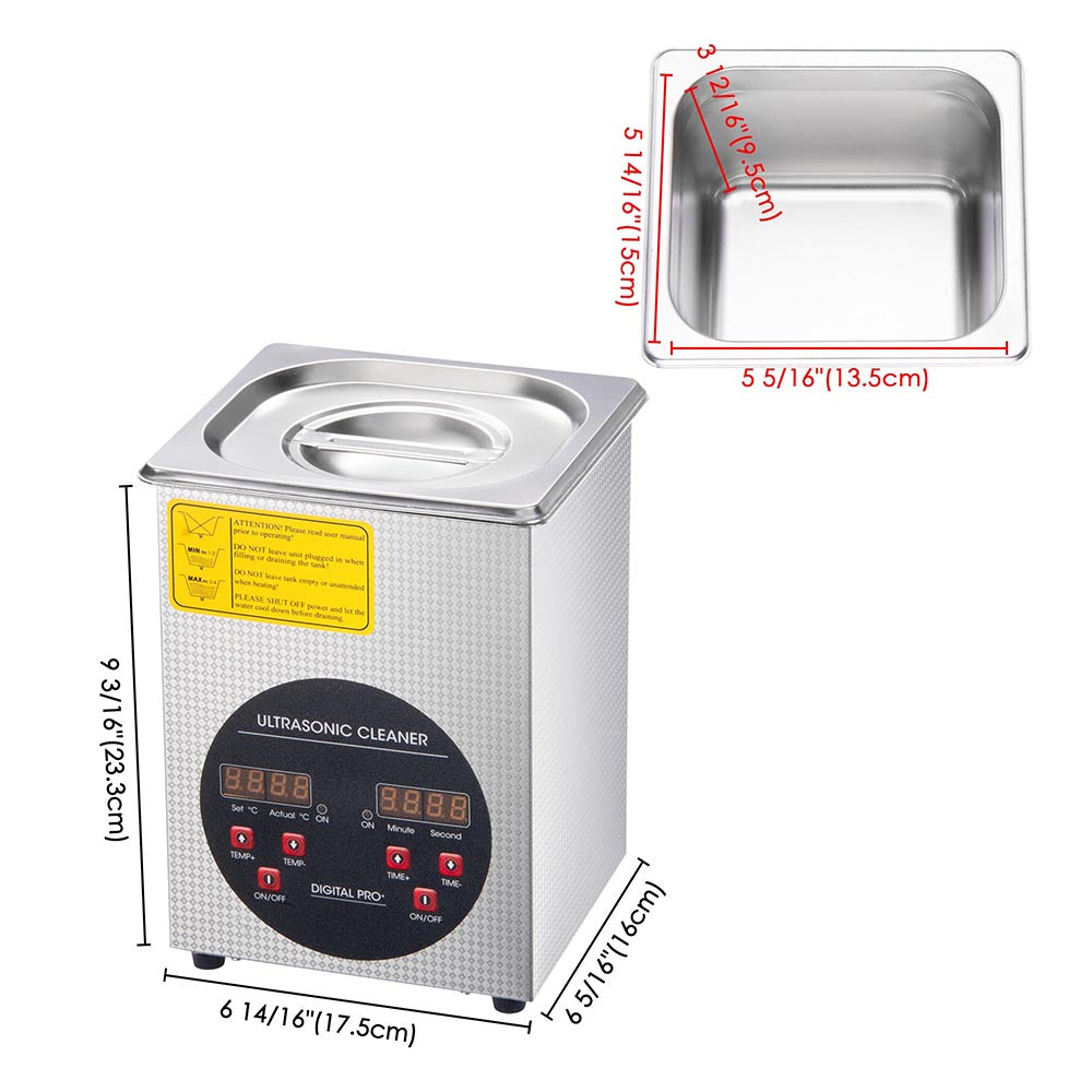 60w 2l Ultrasonic Cleaner With Heater And Timer 1/2 Gal Digital